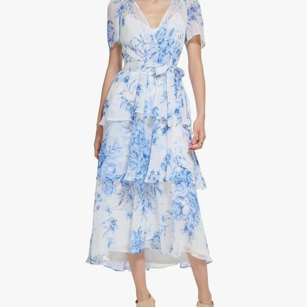 Floral Blue and White Women's Dress